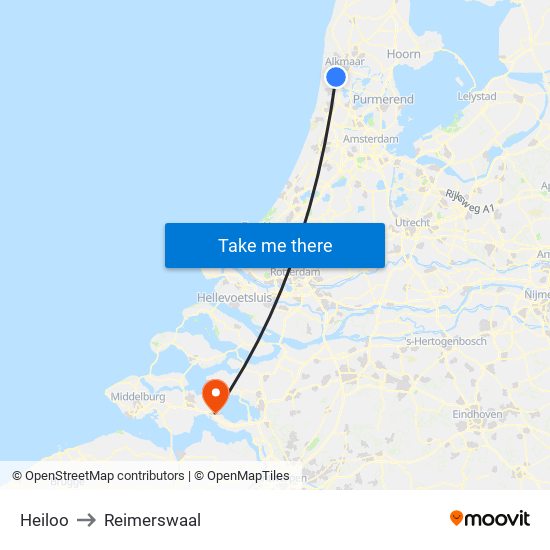 Heiloo to Reimerswaal map