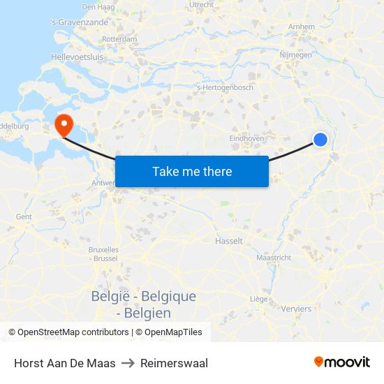 Horst Aan De Maas to Reimerswaal map