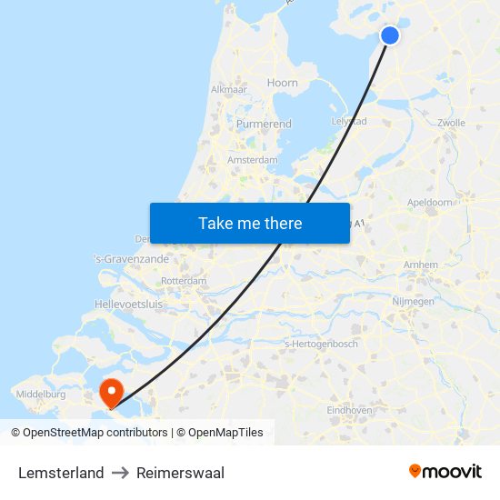 Lemsterland to Reimerswaal map