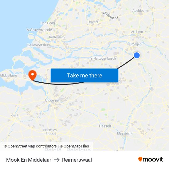 Mook En Middelaar to Reimerswaal map