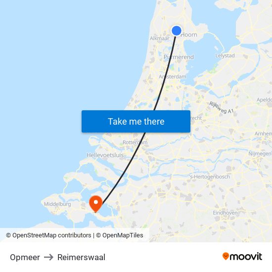 Opmeer to Reimerswaal map