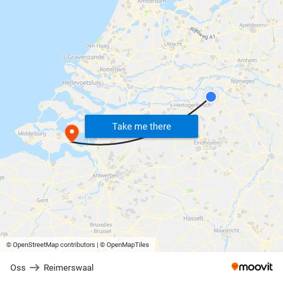 Oss to Reimerswaal map