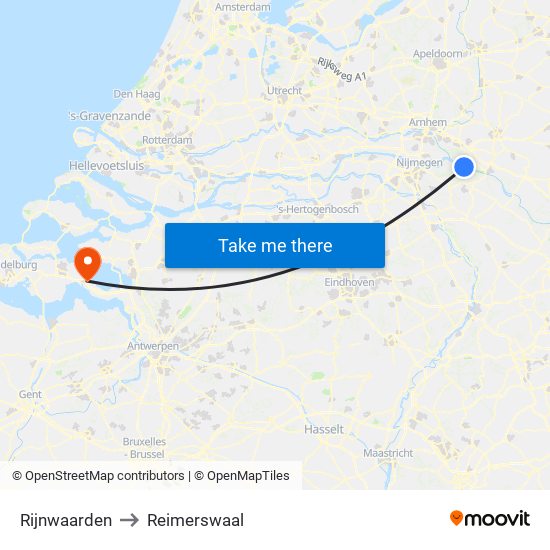 Rijnwaarden to Reimerswaal map