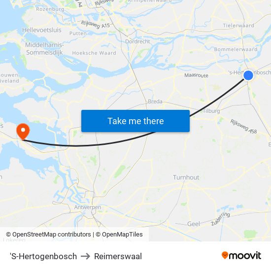 'S-Hertogenbosch to Reimerswaal map