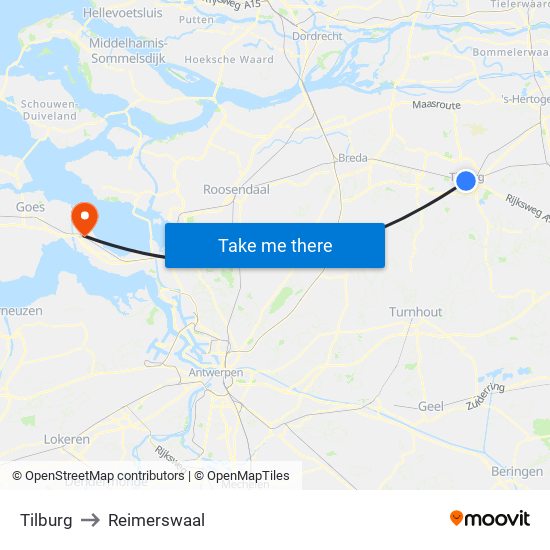 Tilburg to Reimerswaal map