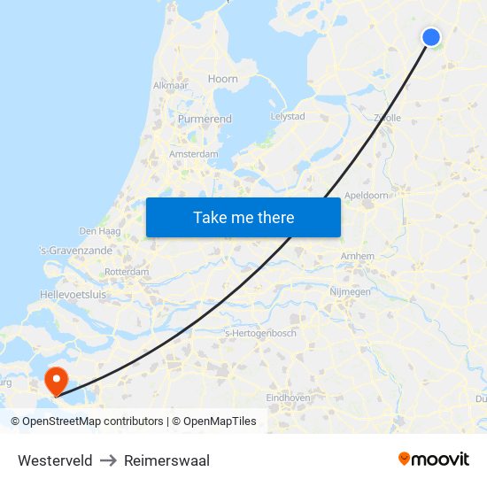 Westerveld to Reimerswaal map