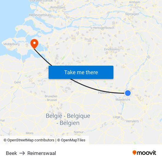 Beek to Reimerswaal map