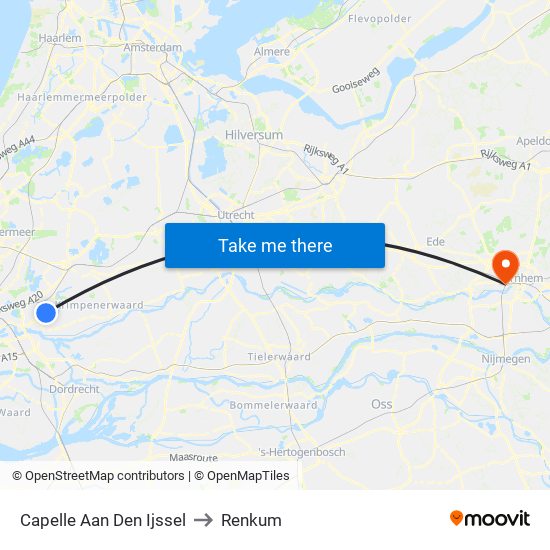 Capelle Aan Den Ijssel to Renkum map