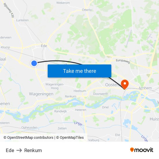 Ede to Renkum map