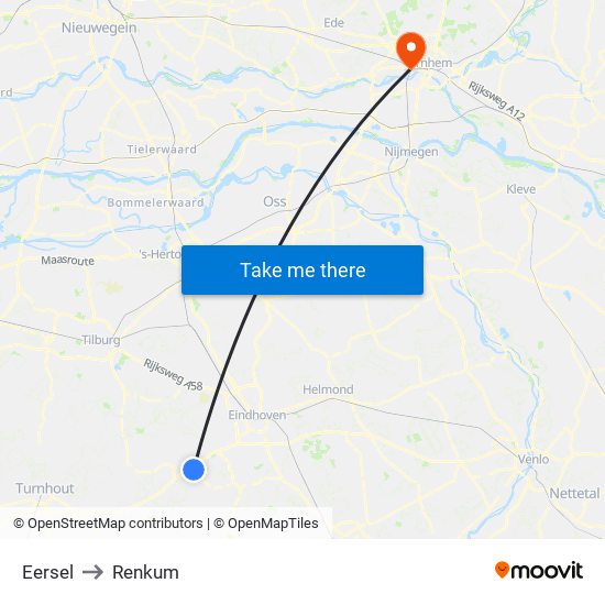 Eersel to Renkum map