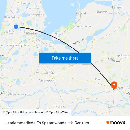 Haarlemmerliede En Spaarnwoude to Renkum map