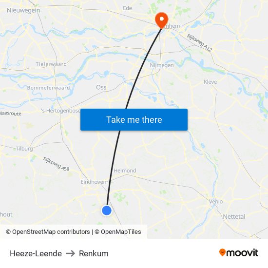 Heeze-Leende to Renkum map