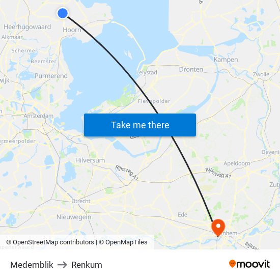 Medemblik to Renkum map