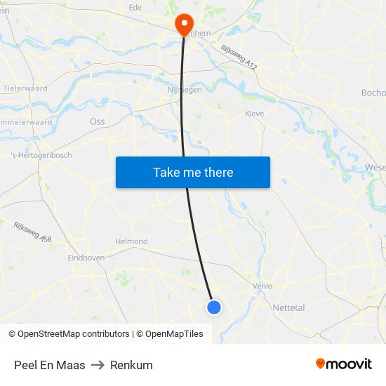 Peel En Maas to Renkum map