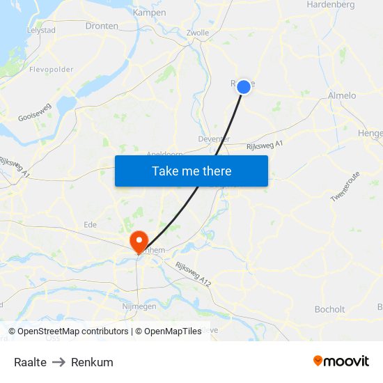 Raalte to Renkum map