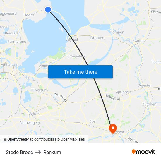 Stede Broec to Renkum map