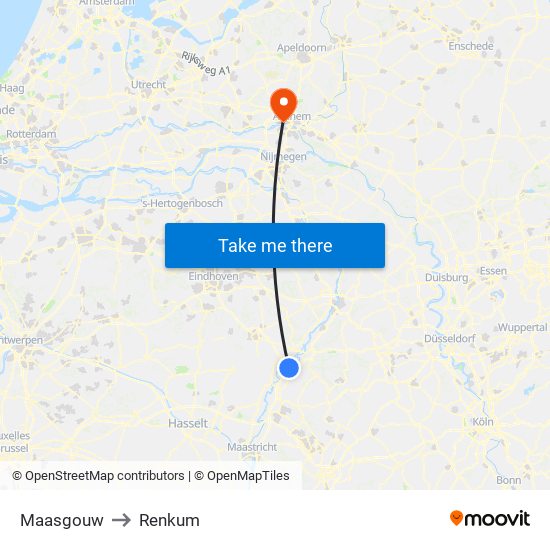 Maasgouw to Renkum map