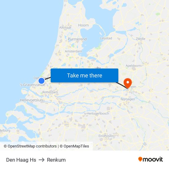 Den Haag Hs to Renkum map