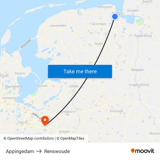 Appingedam to Renswoude map