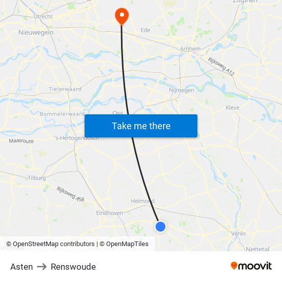 Asten to Renswoude map