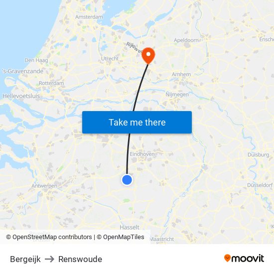 Bergeijk to Renswoude map