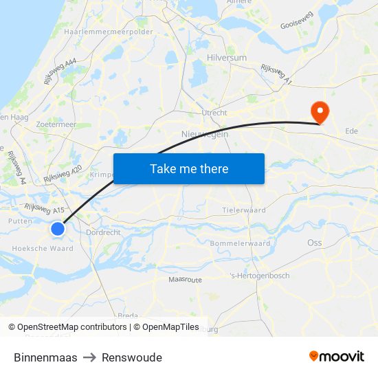 Binnenmaas to Renswoude map