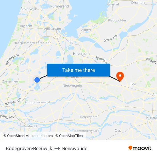 Bodegraven-Reeuwijk to Renswoude map