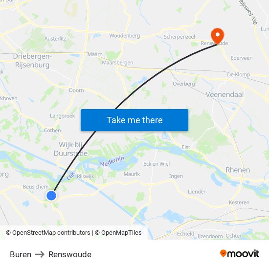 Buren to Renswoude map