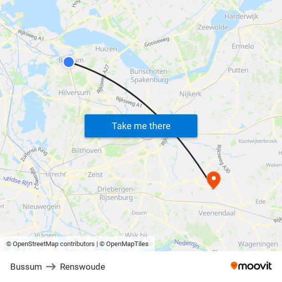 Bussum to Renswoude map