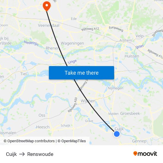 Cuijk to Renswoude map