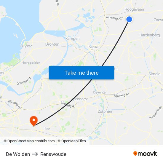 De Wolden to Renswoude map