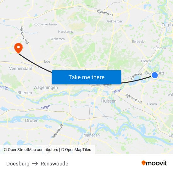 Doesburg to Renswoude map