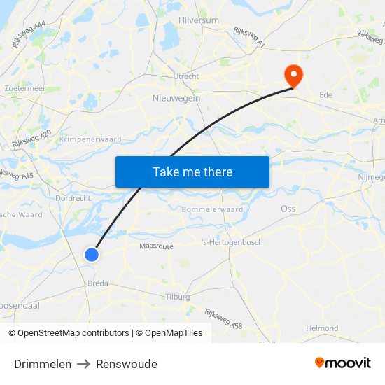 Drimmelen to Renswoude map