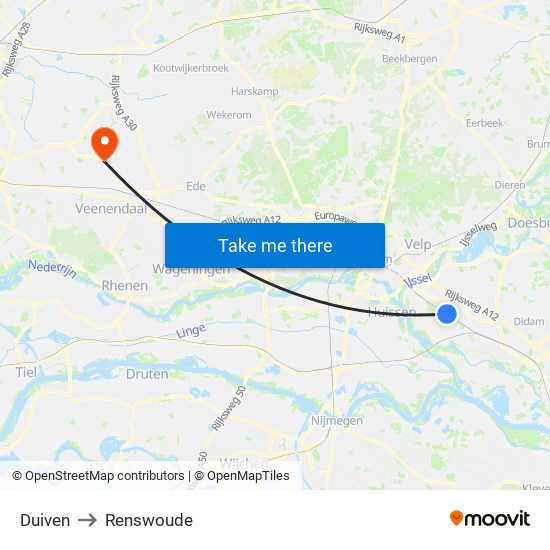 Duiven to Renswoude map