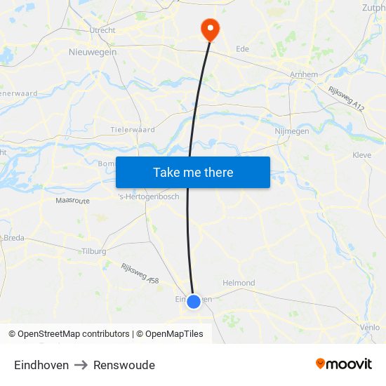 Eindhoven to Renswoude map