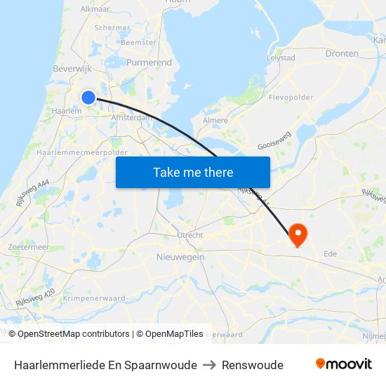 Haarlemmerliede En Spaarnwoude to Renswoude map