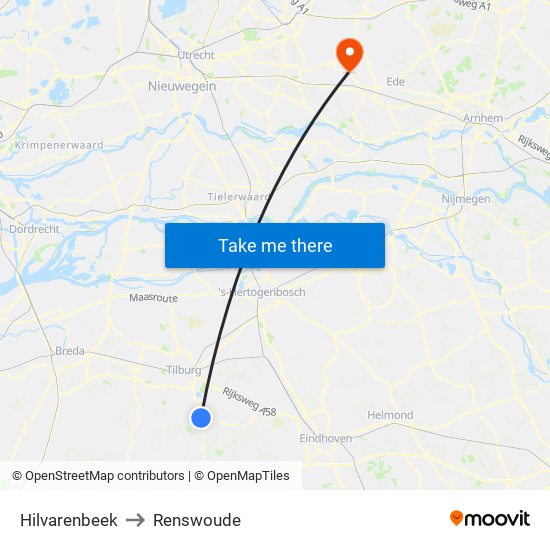 Hilvarenbeek to Renswoude map