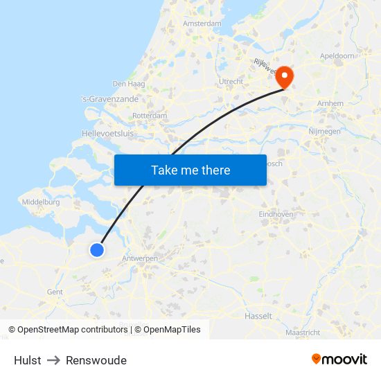 Hulst to Renswoude map