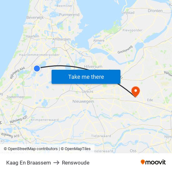 Kaag En Braassem to Renswoude map