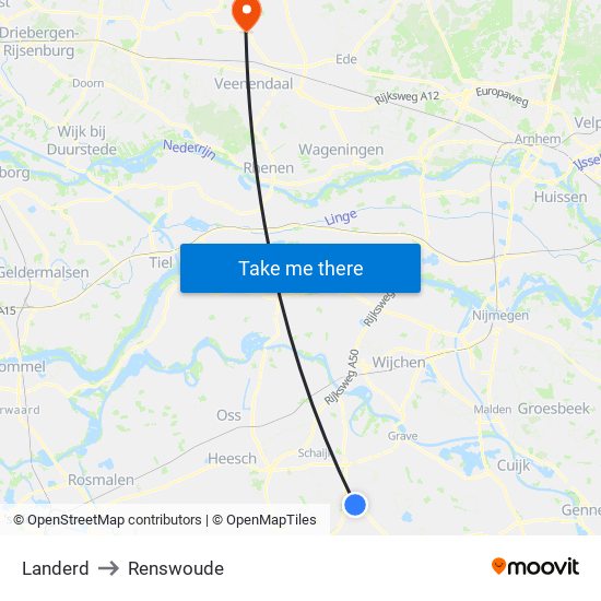 Landerd to Renswoude map