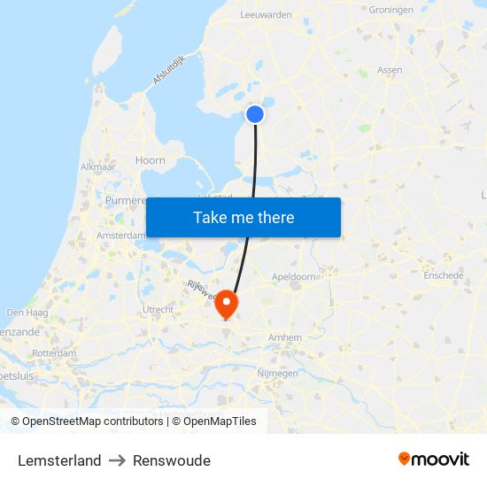 Lemsterland to Renswoude map