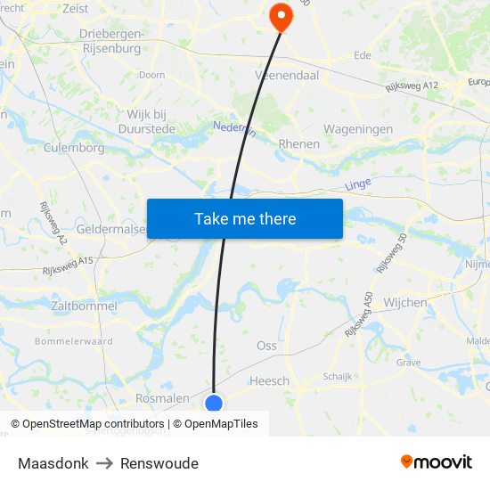 Maasdonk to Renswoude map