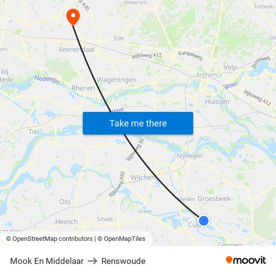 Mook En Middelaar to Renswoude map