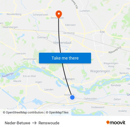 Neder-Betuwe to Renswoude map