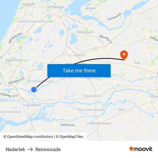 Nederlek to Renswoude map