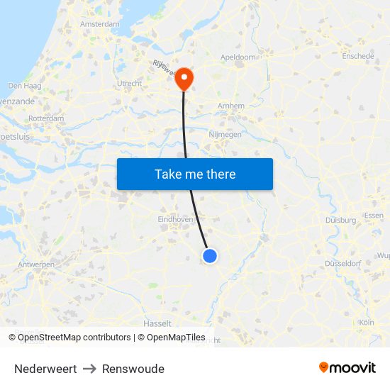 Nederweert to Renswoude map