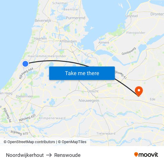 Noordwijkerhout to Renswoude map