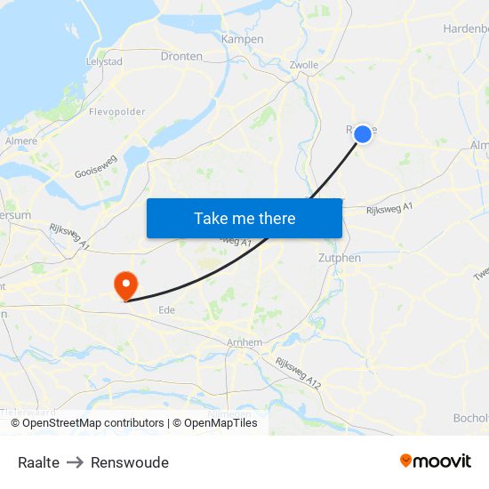 Raalte to Renswoude map