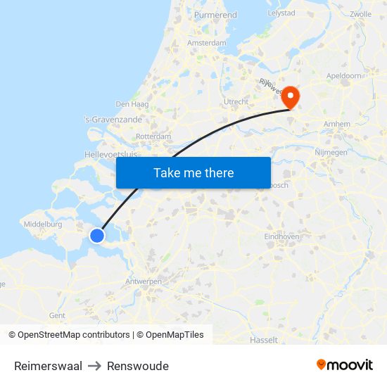 Reimerswaal to Renswoude map