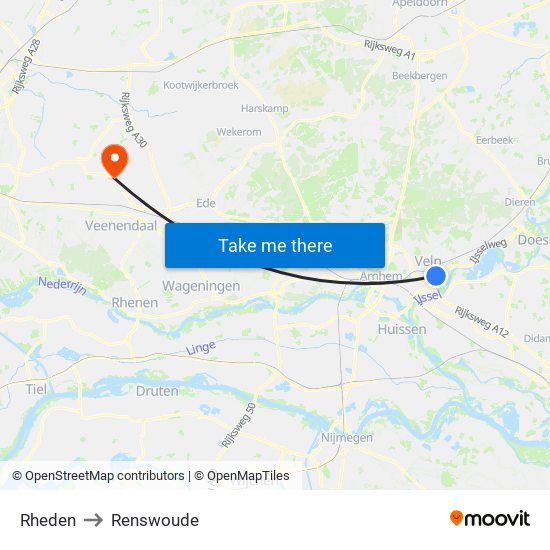 Rheden to Renswoude map